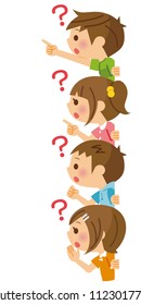 Children facing sideways. / Troubled children.
