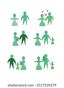 Children, family, community and protection icons. Vector collection of children, family and healthcare icons.