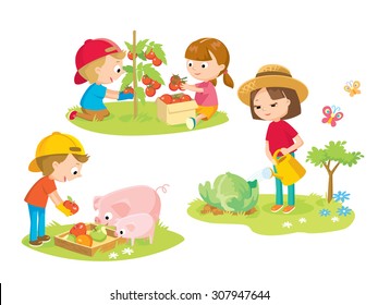 children in the farm