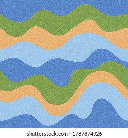 Children fashion wavy seamless pattern. Nautical waves curly doodle vector. Cute wavy stripes childish textile print. Trendy leaner ribbons candy pattern. Geometric rings texture design.