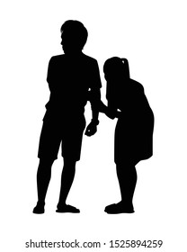 Children are fearing something silhouette vector