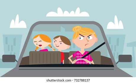 Children fighting in car