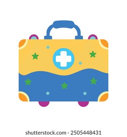 Children First Aid Kit silhouette vector image art illustration.