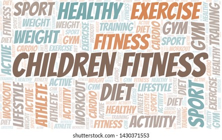 Children Fitness word cloud. Wordcloud made with text only.