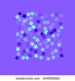 Children Fluorescent Sky Seamless Vector. Vivid Light Magic Blue Geometrical Shape Backdrop. Party Mint Neon Stars Surface Illustration. Simple Christmas Violet Dark Original Night Background.
