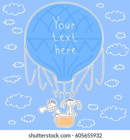 Children fly in a balloon background