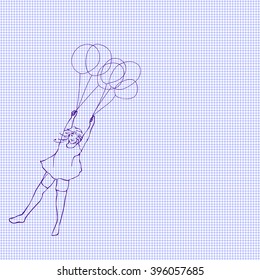 Children flying on balloons