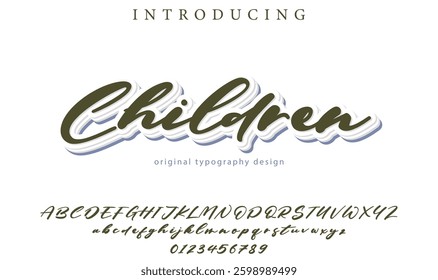 Children Font Stylish brush painted an uppercase vector letters, alphabet, typeface