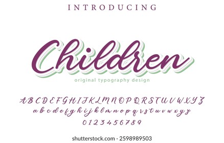 Children Font Stylish brush painted an uppercase vector letters, alphabet, typeface