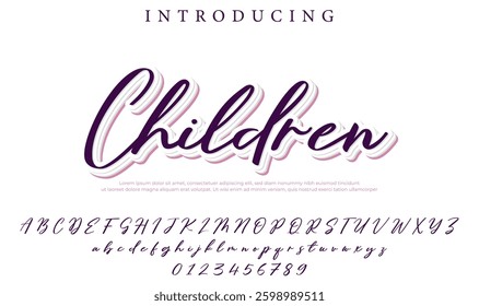 Children Font Stylish brush painted an uppercase vector letters, alphabet, typeface