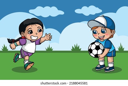 Children football players illustration design