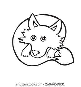 children fox line vector hand drawn illustration