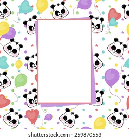 children frame with seamless background of funny muzzles Panda