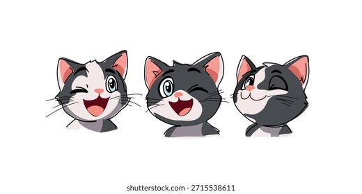 crianças amigável gatinhos ilustração conjunto com emoções