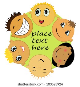 children friends faces illustration. international friendship