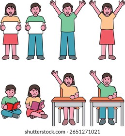 Ilustración vectorial de postura de cuerpo completo para niños