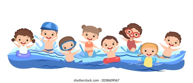 Children Fun Splashing Water Swimming Diving Stock Vector (Royalty Free ...