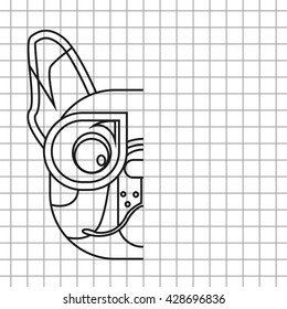 Children game finish dog face draw. Vector cartoon illustration game