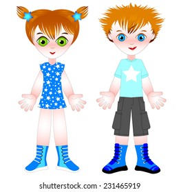 children - girl and boy - vector illustration