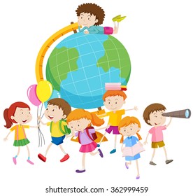 Kinder und Globale Illustration