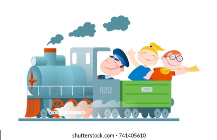 Children go by train
Cartoon funny children go by train vector illustration