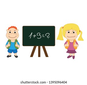Children go to first class. The picture shows a school blackboard