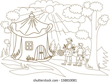 children go through the fabulous forest