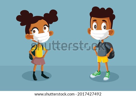 Children Going Back to School During Pandemic. School Reopening with safety measures due to corona virus health crisis
