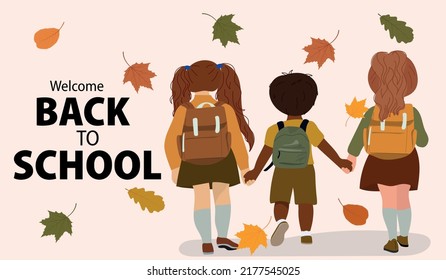 Children going to school. Back to school concept. 