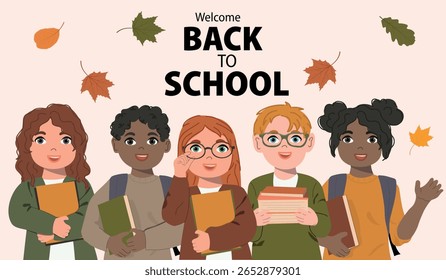 Niños yendo a la escuela. Concepto de regreso a la escuela. 