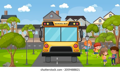 Kinder, die mit dem Bus zur Schule gehen