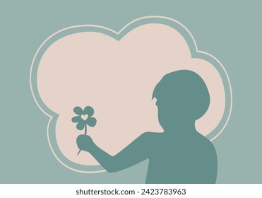 Children in good mental health. Flower in hand of child.