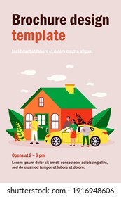 Children and grandchildren visiting grandpa. Country house, family meeting at entrance flat vector illustration. Togetherness, family, support concept for banner, website design or landing web page