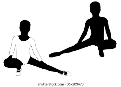 Children gymnast silhouettes.   Vector isolated on white background.