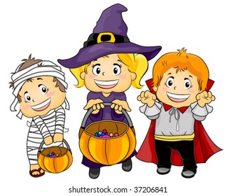 Children Halloween Costumes Vector Stock Vector (Royalty Free) 37206841 ...