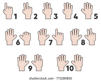 Children Hand Counting Number One Ten Stock Vector (Royalty Free ...