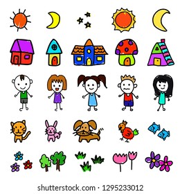 children hand drawing collection