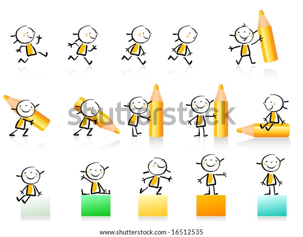 Children Hand Drawing Style Educational Icon Stock Vector