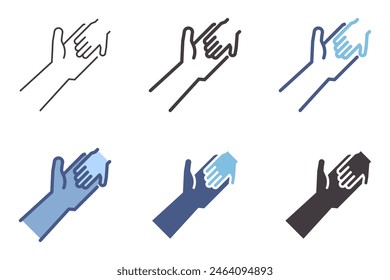 Children hand on adult hand icon. Parent and child. Vector graphic elements