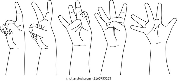 Children Hand Outline Drawing 1 2 Stock Vector (Royalty Free ...