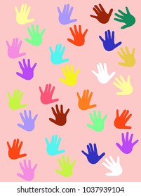 Children hands of different colors