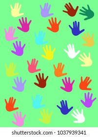 Children hands of different colors