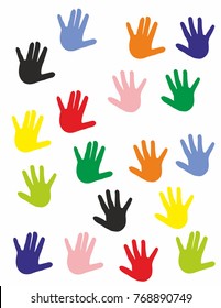 Children hands of different colors