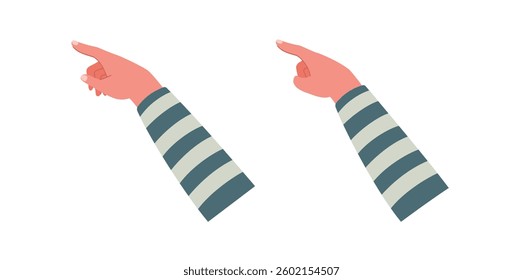 Children hands point, scroll down or up on smartphone or tablet flat vector for study, surf internet or working.