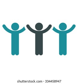 Children Hands Up Roundelay vector icon. Style is bicolor flat symbol, soft blue colors, rounded angles, white background.