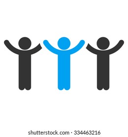 Children Hands Up Roundelay vector icon. Style is bicolor flat symbol, blue and gray colors, rounded angles, white background.