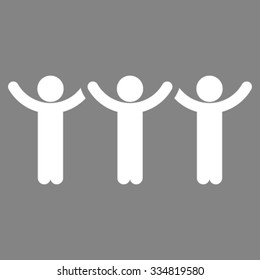 Children Hands Up Roundelay vector icon. Style is flat symbol, white color, rounded angles, gray background.