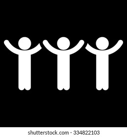Children Hands Up Roundelay vector icon. Style is flat symbol, white color, rounded angles, black background.