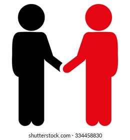 Children Handshake vector icon. Style is bicolor flat symbol, intensive red and black colors, rounded angles, white background.
