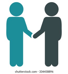 Children Handshake vector icon. Style is bicolor flat symbol, soft blue colors, rounded angles, white background.